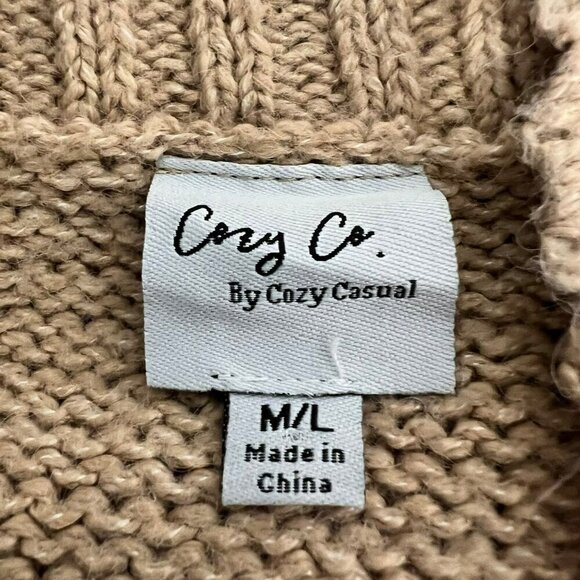 Cozy Co. Women’s Mock Neck Long Raglan Sleeve Pullover Beige Knit Sweater M/L - Picture 8 of 9